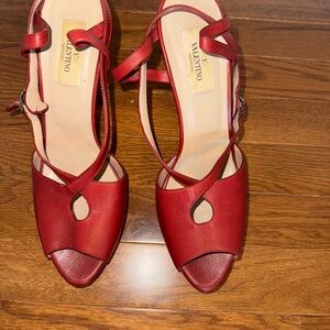 Valentino Red High Heel Peep-Toe Sandals